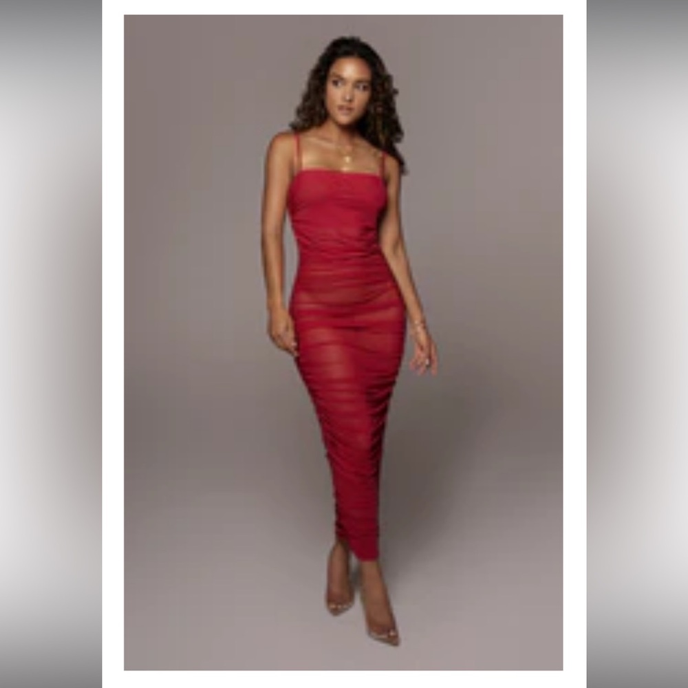 JLUXLABEL Red Charisma Sheer Cover Up Dress